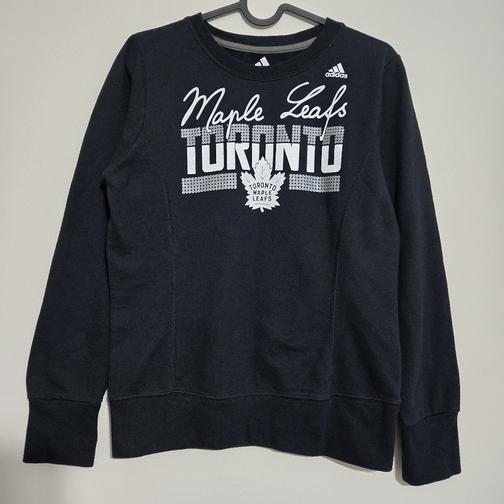 Adidas Toronto Maple Leafs NHL Long Sleeve Crewneck Black Sweatshirt Top S